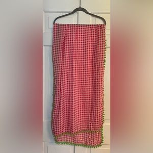 Vineyard Vines Large Gingham Check Pom Pom Scarf/Wrap